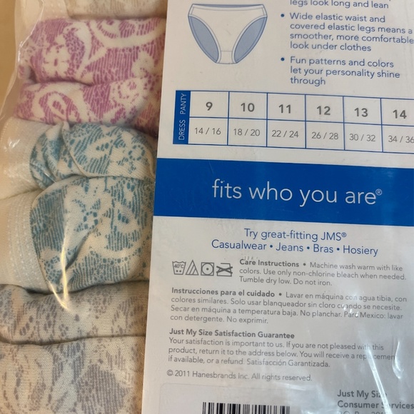 JMS Just My Size Lace Effects Cotton Briefs 5 Pack Underwear Panties Plus Sz 14 - Picture 9 of 13